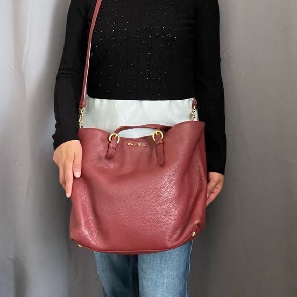 MIU MIU BAG VIT.DAINO RR1905 Leather Shoulder Bag,Tote Bag W Authentication Card - Picture 3 of 16